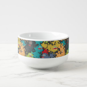 Little cute funny monsters soup mug