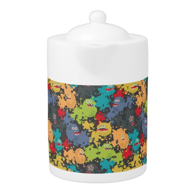 Little cute funny monsters teapot (Front)