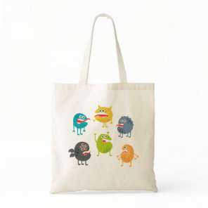 Little cute funny monsters tote bag
