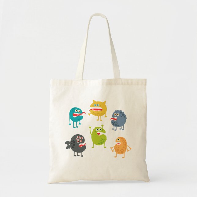 Little cute funny monsters tote bag (Front)