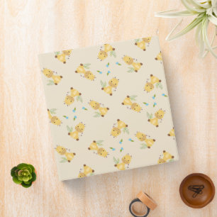 Little cute giraffe floral light brown 3 ring binder