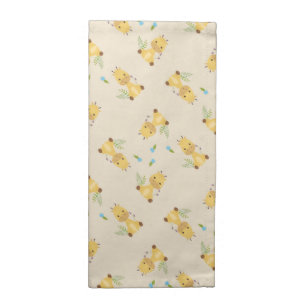 Little cute giraffe floral light brown cloth napkin