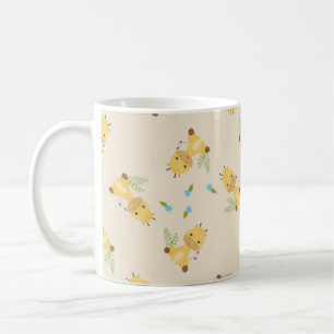 Little cute giraffe floral light brown coffee mug