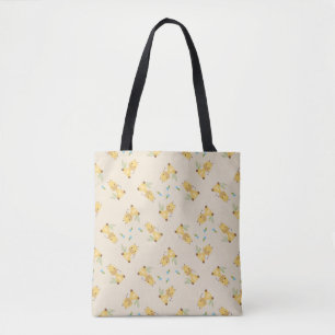 Little cute giraffe floral light brown tote bag