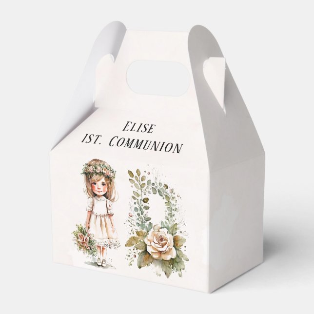 Little Cute Girl 1st. Communion Favor Boxes (Front Side)
