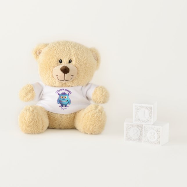 Little Cute Monster Purple Horns Personalzied Teddy Bear (In Situ)