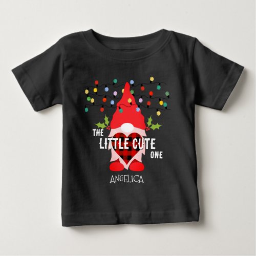 LITTLE CUTE ONE Christmas Gnome Baby T_Shirt