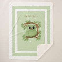 Little Cute Owl Large Sherpa Blanket