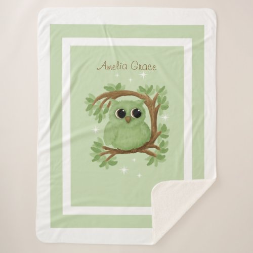 Little Cute Owl Large Sherpa Blanket