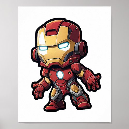 little cute superhero character in cartoon style poster