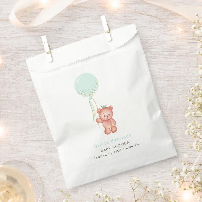 Little Cute Teddy Bear Baby Shower  Favor Bag (Clipped)