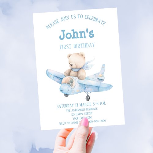 Little cute Teddy Bear pilot Invitation