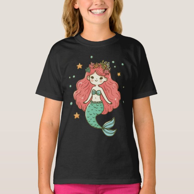 Little Cute Underwater watercolor Mermaid T-Shirt (Front)