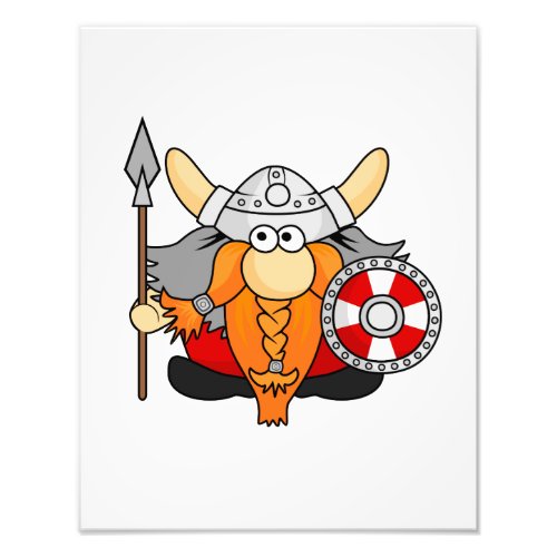 Little Cute Viking Warrior Cartoon Illustration Photo Print