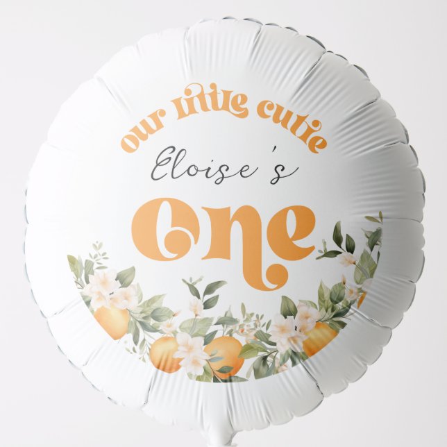 Little cutie 1st birthday citrus oranges balloon (Front)