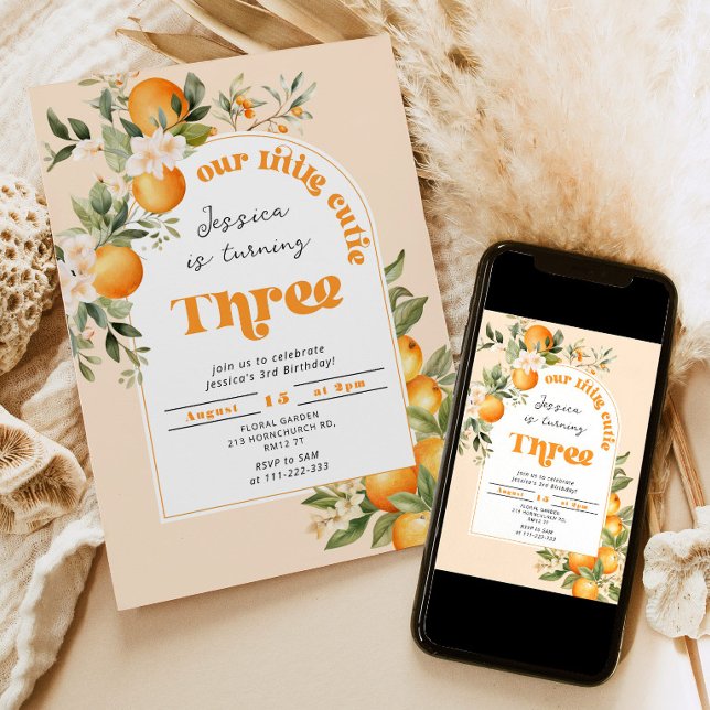 Little cutie 3rd birthday party invitation (Creator Uploaded)