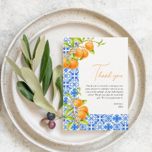 Little Cutie   Aesthetic Blue Tiles & Citrus  Thank You Card