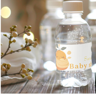 Little cutie baby orange Baby shower Water Bottle Label