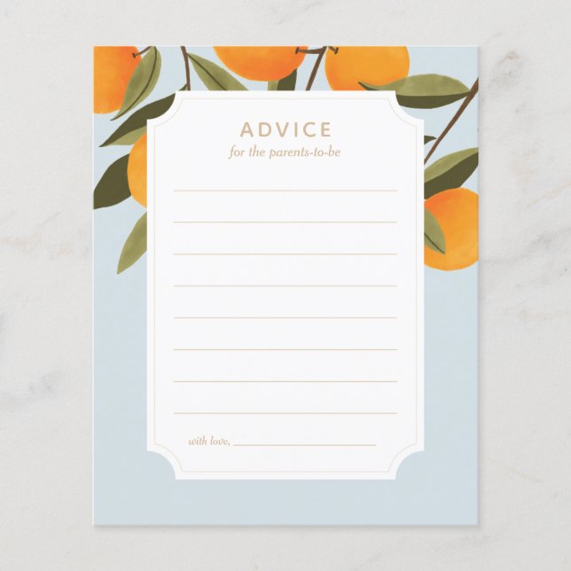 Little Cutie Baby Shower Advice for Parents Card (Front)