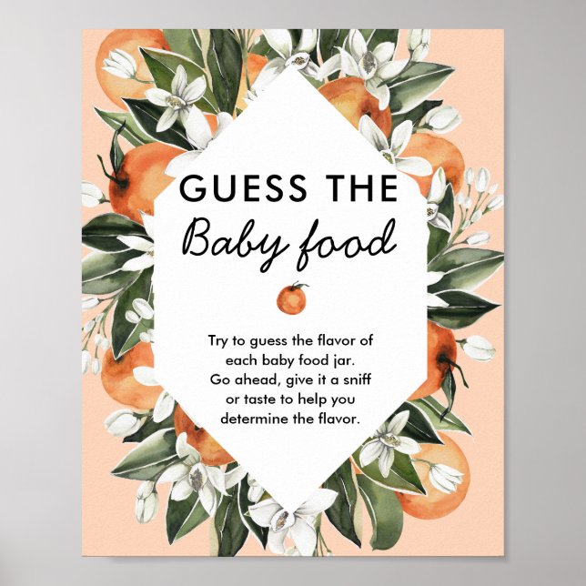 Little Cutie Baby Shower Baby Food Game Sign (Front)