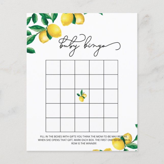 Little cutie baby shower bingo game (Front)