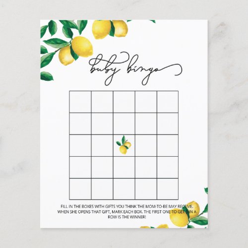 Little cutie baby shower bingo game