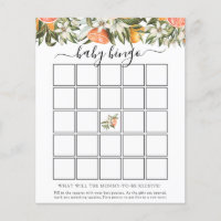 Little Cutie Baby Shower Bingo Game Card