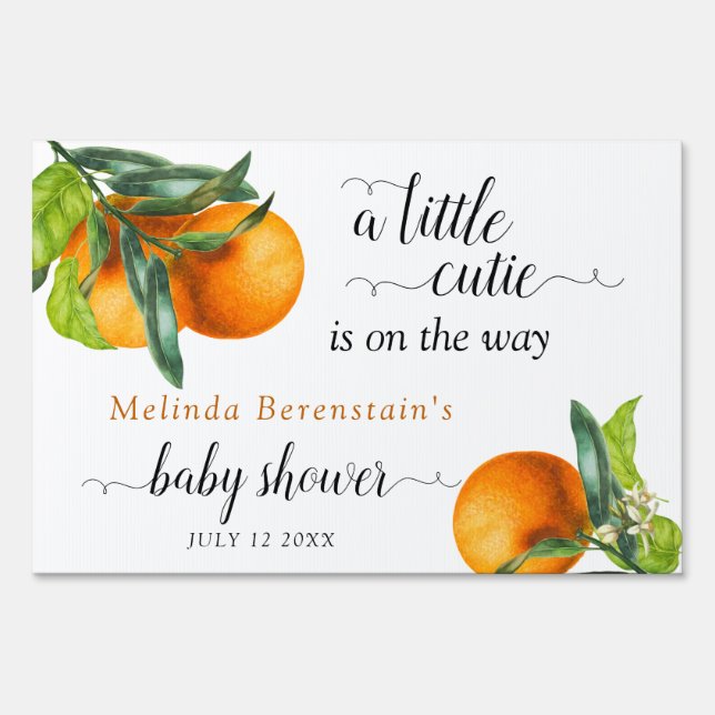 Little Cutie Baby Shower Blossom Sign (Front)