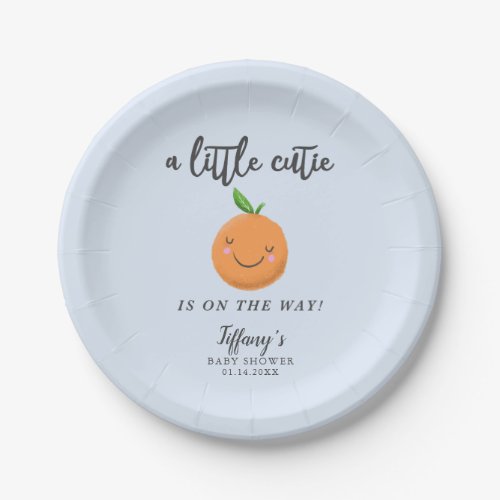 Little Cutie Baby Shower Blue Clementine Paper Plates