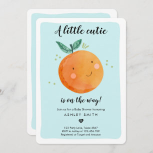 Little Cutie Baby Shower Boy Clementine Orange Invitation