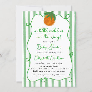 Little Cutie Baby Shower Citrus Orange Baby Shower Invitation