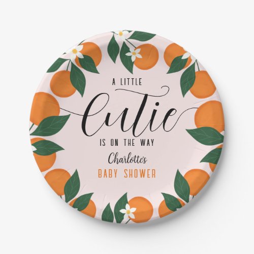 Little Cutie Baby Shower Citrus Orange Party  Paper Plates