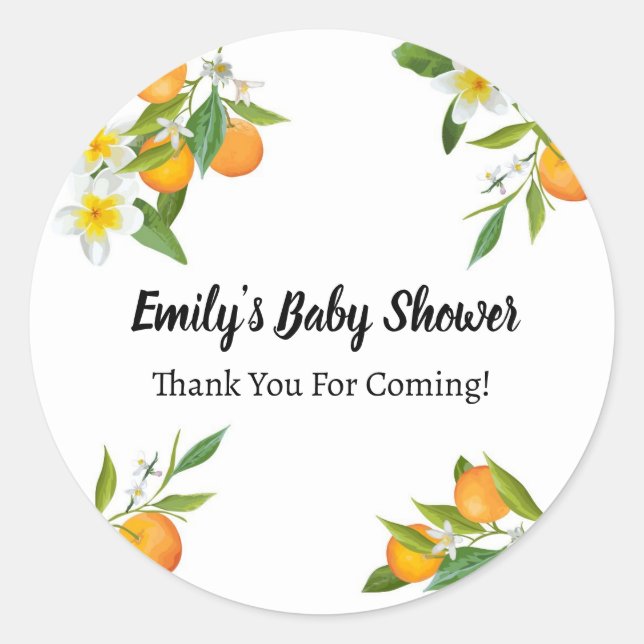 Little Cutie Baby Shower Classic Round Sticker (Front)