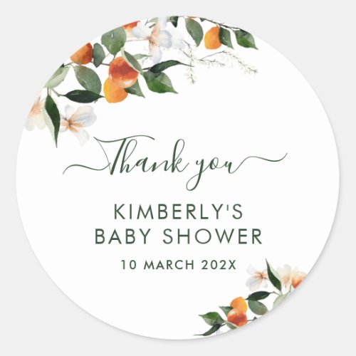 little cutie baby shower classic round sticker