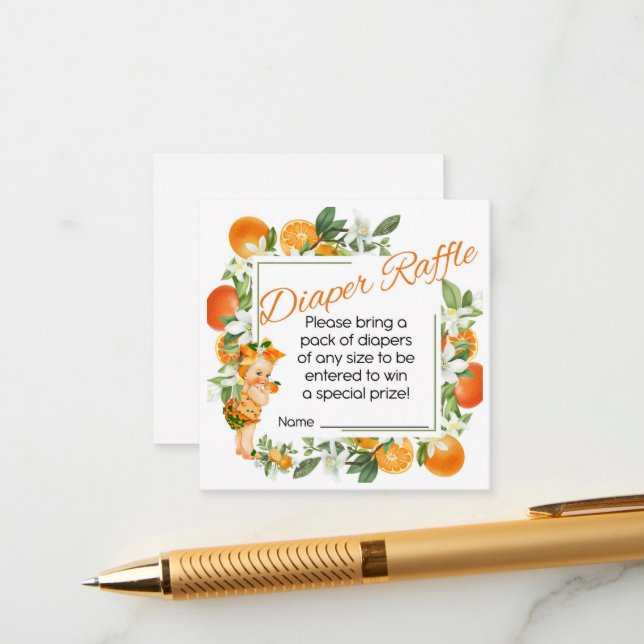 Little Cutie Baby shower diaper card (Front/Back In Situ)