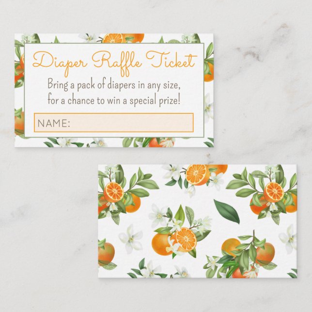 Little Cutie Baby Shower Diaper Raffle Enclosure Card (Front/Back)