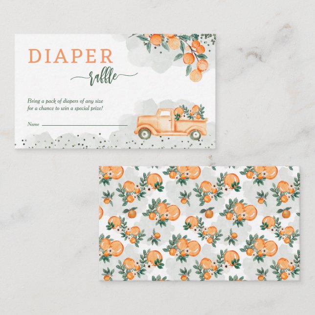 Little Cutie Baby Shower Diaper Raffle Enclosure Card (Front/Back)