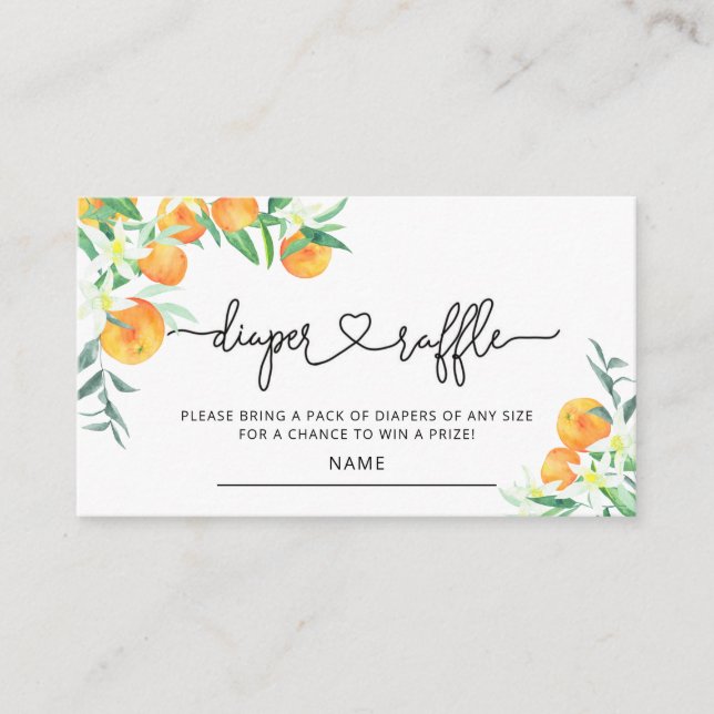 Little cutie baby shower diaper raffle ticket enclosure card (Front)