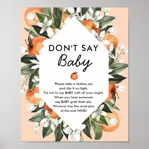 Little Cutie Baby Shower Don't Say Baby Game Sign