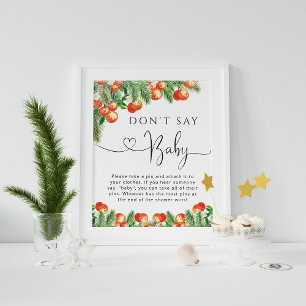 Little Cutie baby shower Don't say baby game sign
