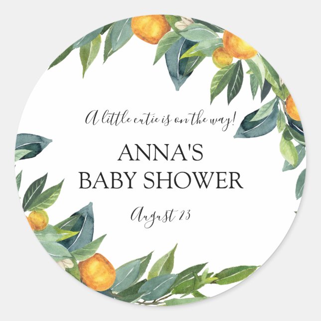Little Cutie Baby Shower Favor Label (Front)
