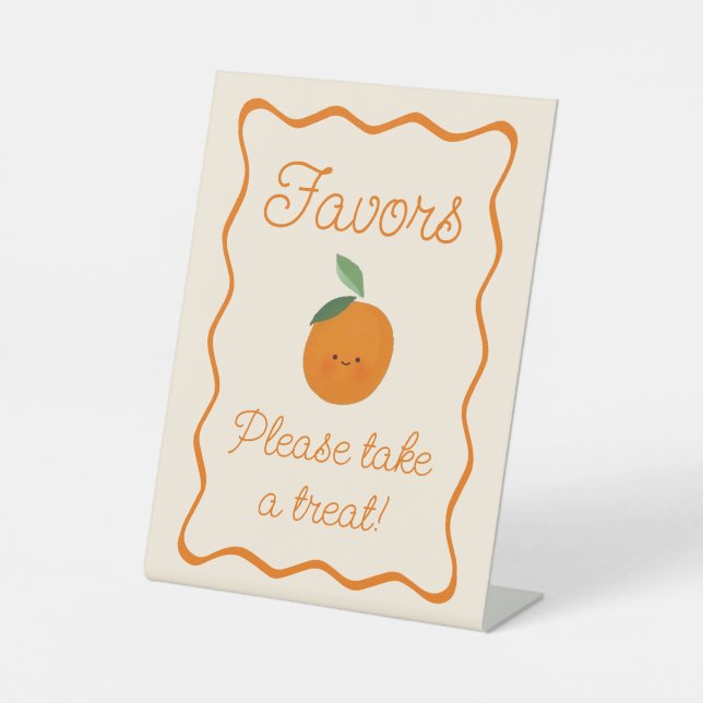 Little Cutie Baby Shower Favors Pedestal Sign (Front)