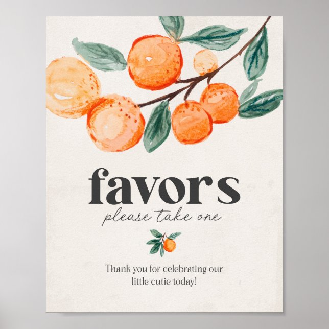 little cutie baby shower favors sign (Front)