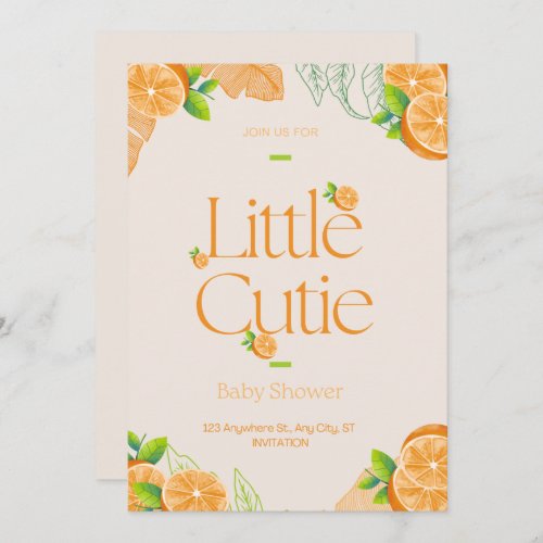 Little Cutie Baby Shower Greenery Gender Neutral Invitation