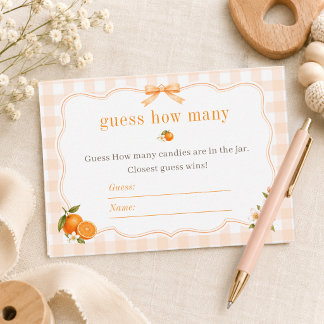 Little Cutie Baby Shower Guess How Many Game Card