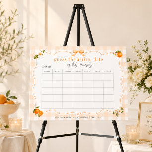 Little Cutie Baby Shower Guess The Arrival Date Foam Board