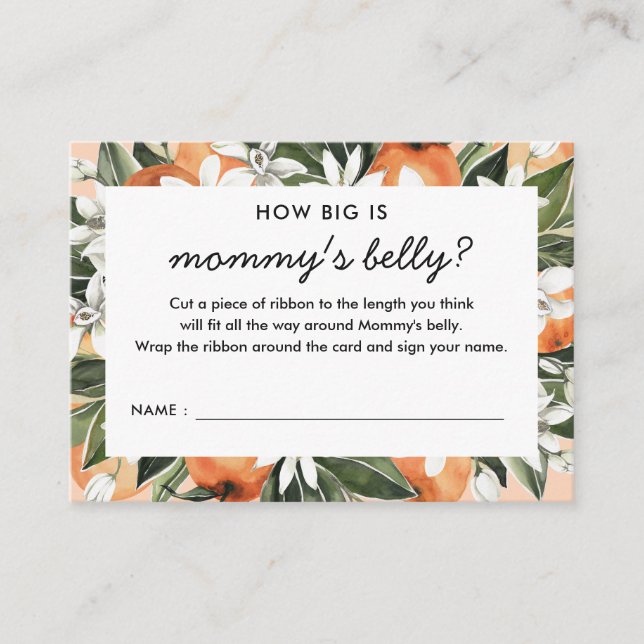 Little Cutie Baby Shower How Big Is Mommy's Belly  Enclosure Card (Front)