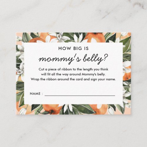 Little Cutie Baby Shower How Big Is Mommys Belly  Enclosure Card
