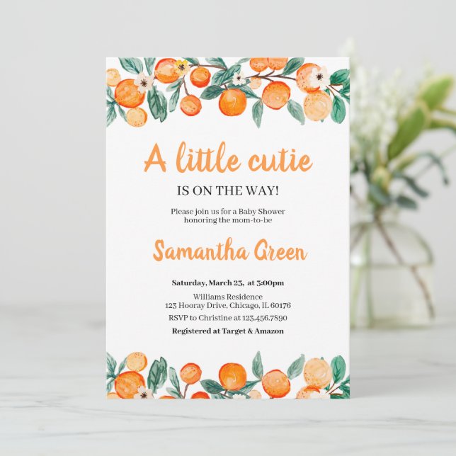Little Cutie Baby Shower Invitation (Standing Front)