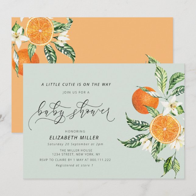 little cutie baby shower invitation (Front/Back)